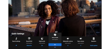 Captura de una película con la configuración de la barra de sonido en el menú de ajustes rápidos de BRAVIA
